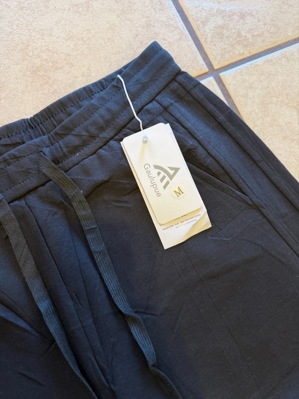 Men's Black Drawstring Jogger Pants - M - Picture 2 of 9